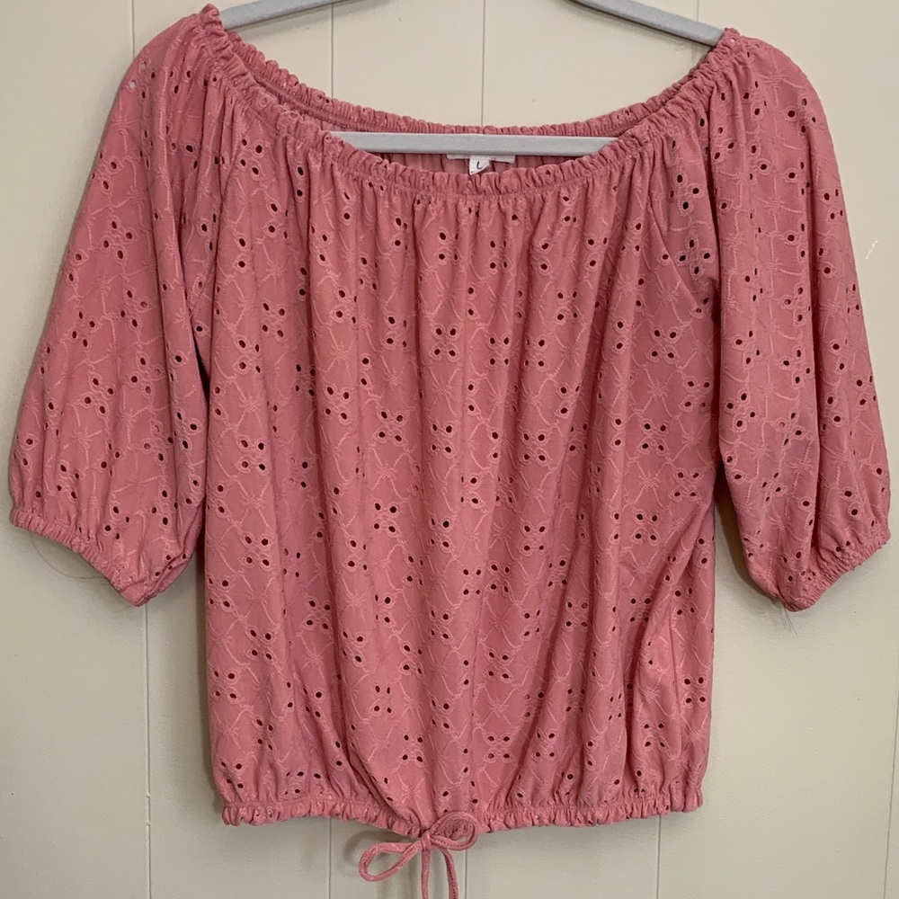 Blush Eyelet Off-Shoulder Blouse